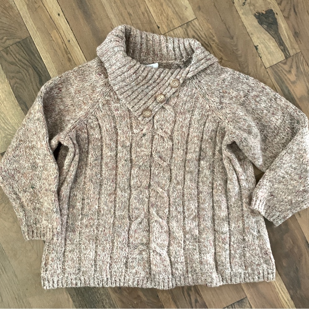 Dressbarn Womans Tan Rainbow Knit Turtleneck Sweater Size 14/16